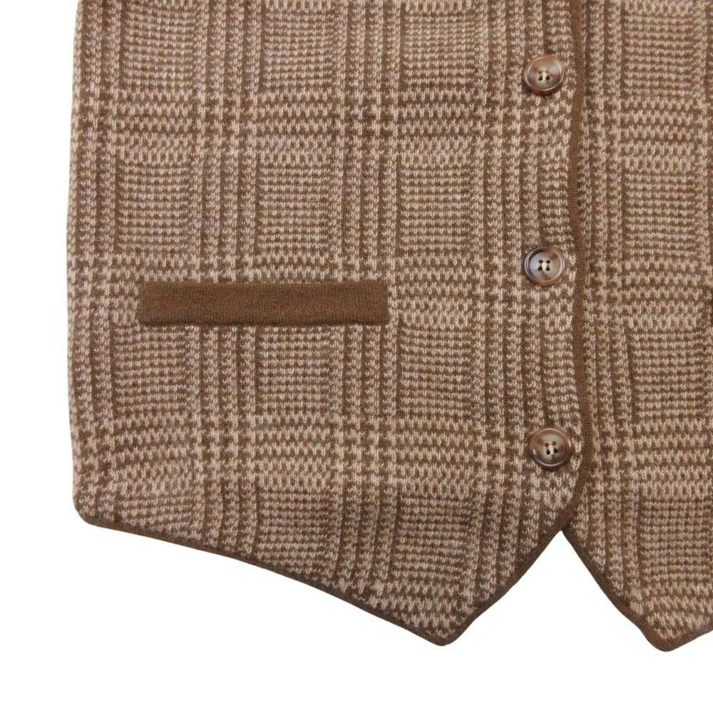 Max Mara White Tag Glen Check Knit Vest Angora Blend Gilet Neck S Beige Sweater