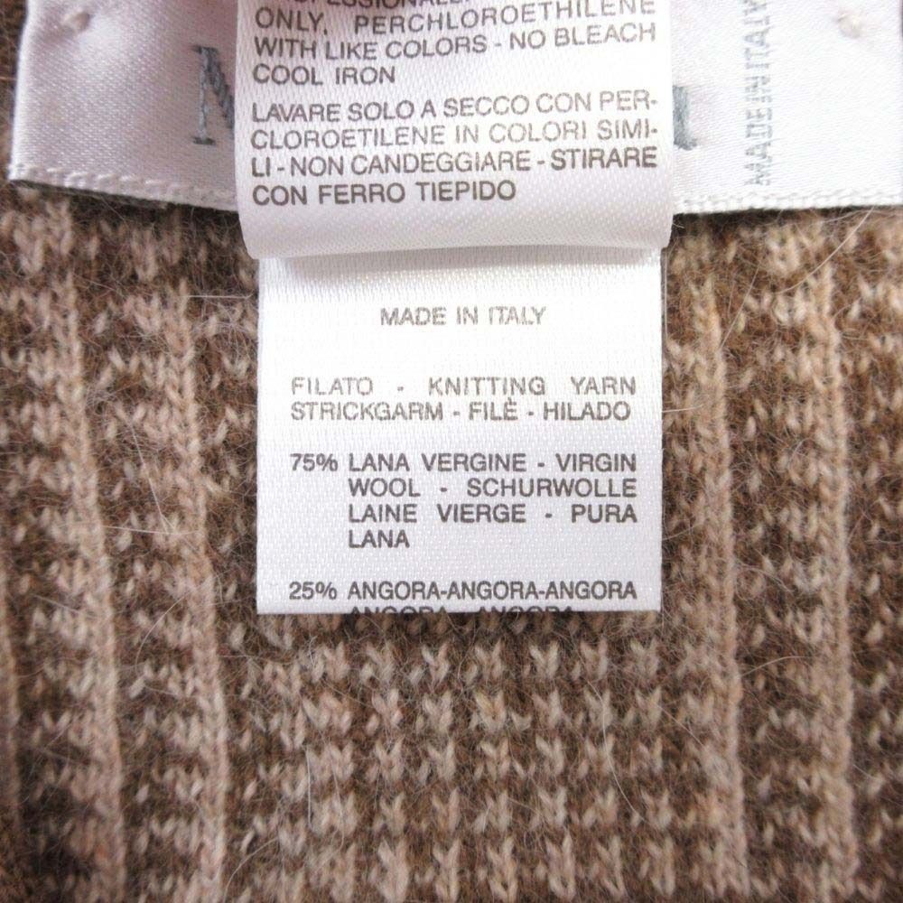 Max Mara White Tag Glen Check Knit Vest Angora Blend Gilet Neck S Beige Sweater