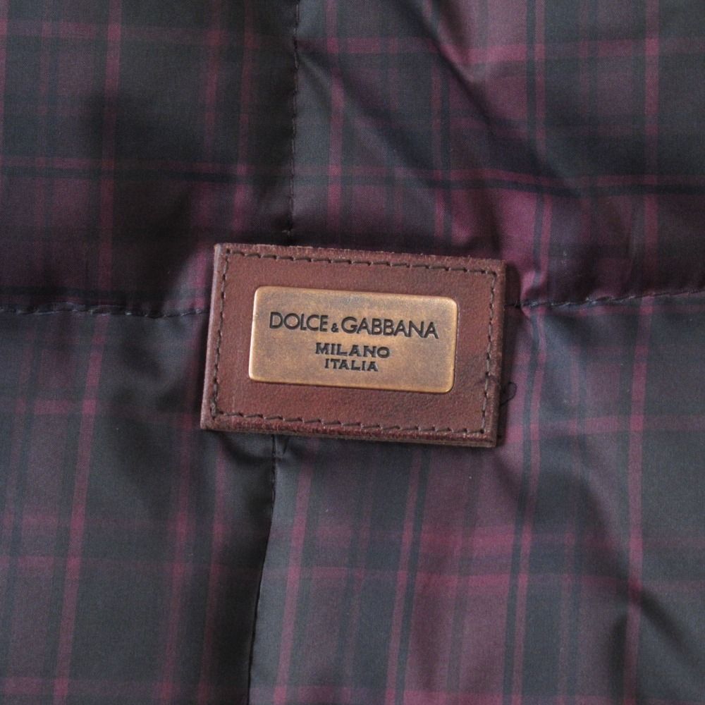 Dolce & Gabbana Check Down Jacket Vest Logo Plate 48