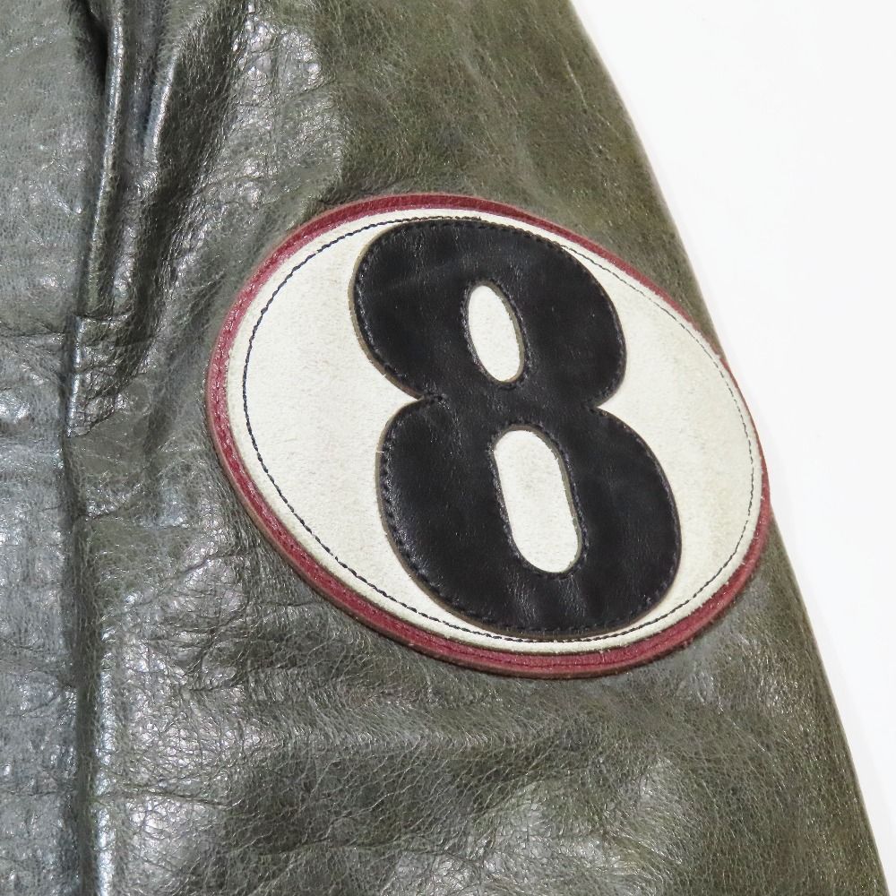 Dolce & Gabbana Single Rider Leather Jacket Zip Up 46 Moss Green