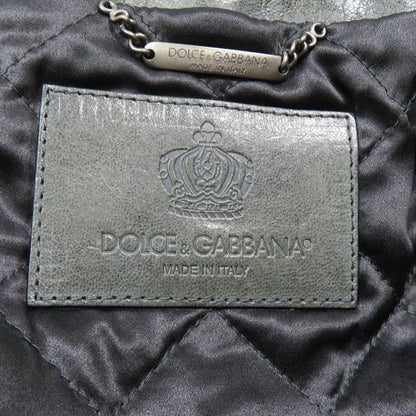 Dolce & Gabbana Single Rider Leather Jacket Zip Up 46 Moss Green