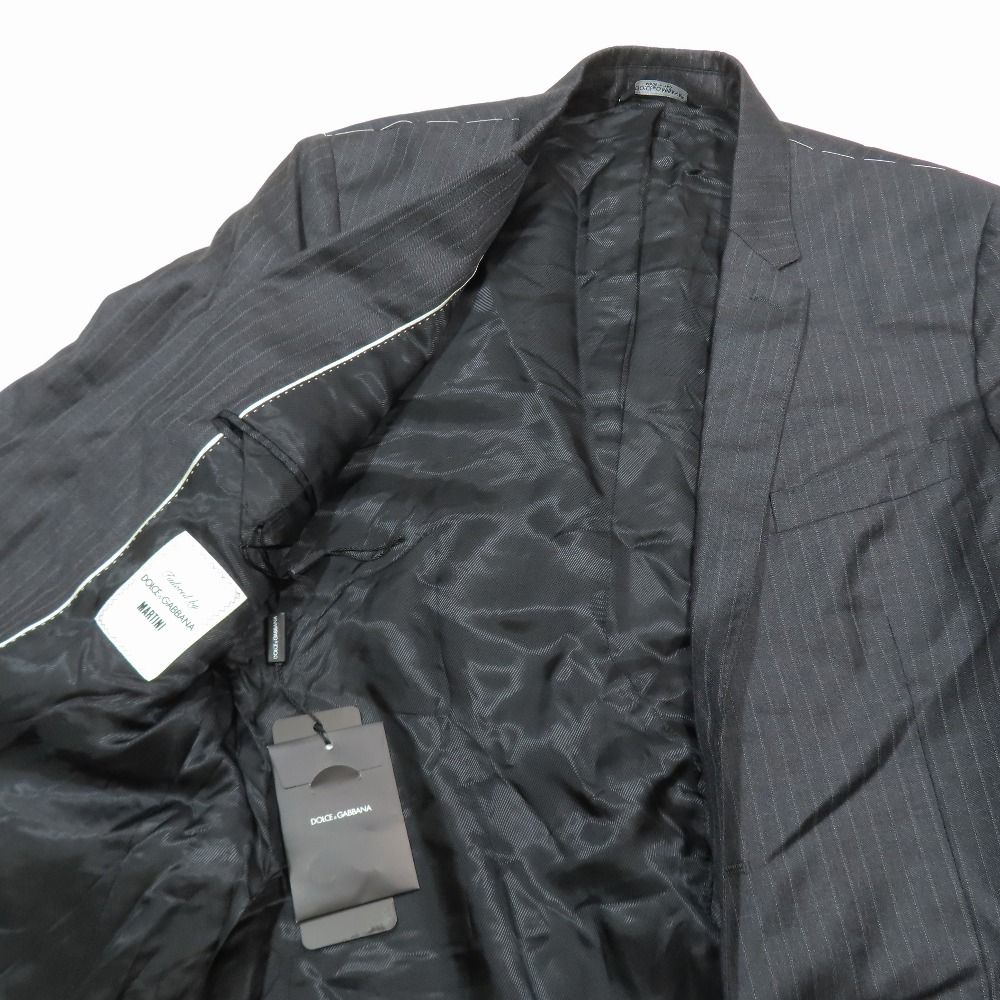 Dolce & Gabbana Striped Suit Set Jacket Pants 50 Charcoal Gray