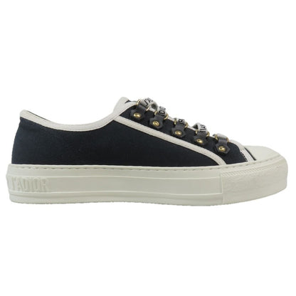 Dior Walk'n Canvas Low Cut Sneakers Shoes Logo 37.5 Black