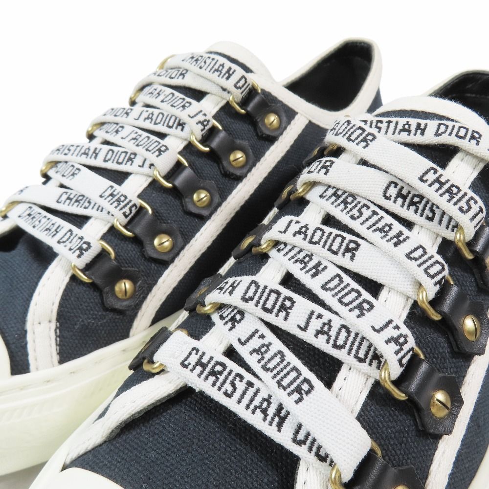 Dior Walk'n Canvas Low Cut Sneakers Shoes Logo 37.5 Black