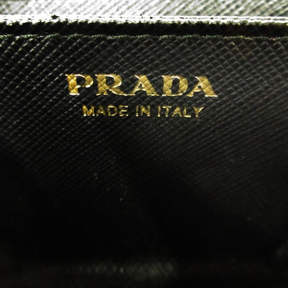 Prada Saffiano Leather Coin Purse Wallet Compact Black Gold