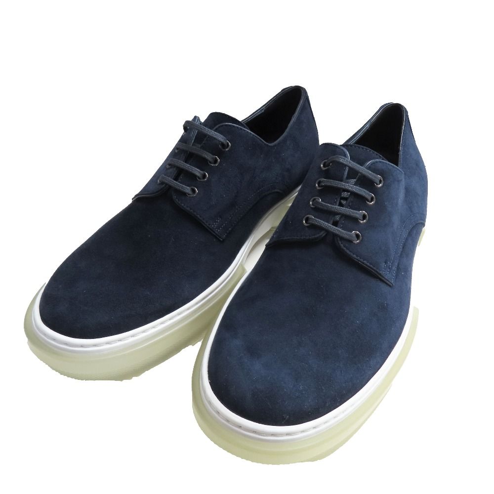 Hermes Eveil Sneakers Low Cut Suede Leather Shoes 41 Navy