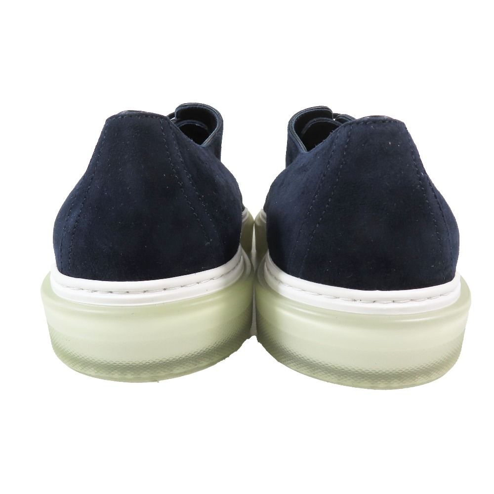 Hermes Eveil Sneakers Low Cut Suede Leather Shoes 41 Navy