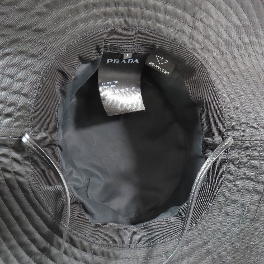 Prada Dro Cord Nylon Bucket Hat Triangle Logo Hat Black 59 cm