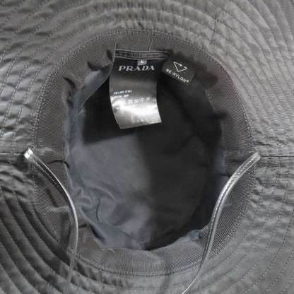 Prada Dro Cord Nylon Bucket Hat Triangle Logo Hat Black 59 cm