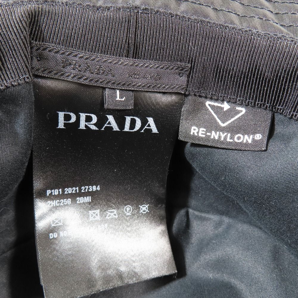Prada Dro Cord Nylon Bucket Hat Triangle Logo Hat Black 59 cm
