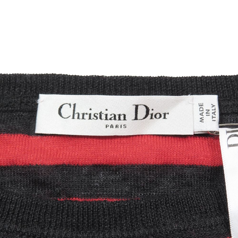 Dior Marinier Logo Border Knit Linen Cashmere Star Red 40 Sweater