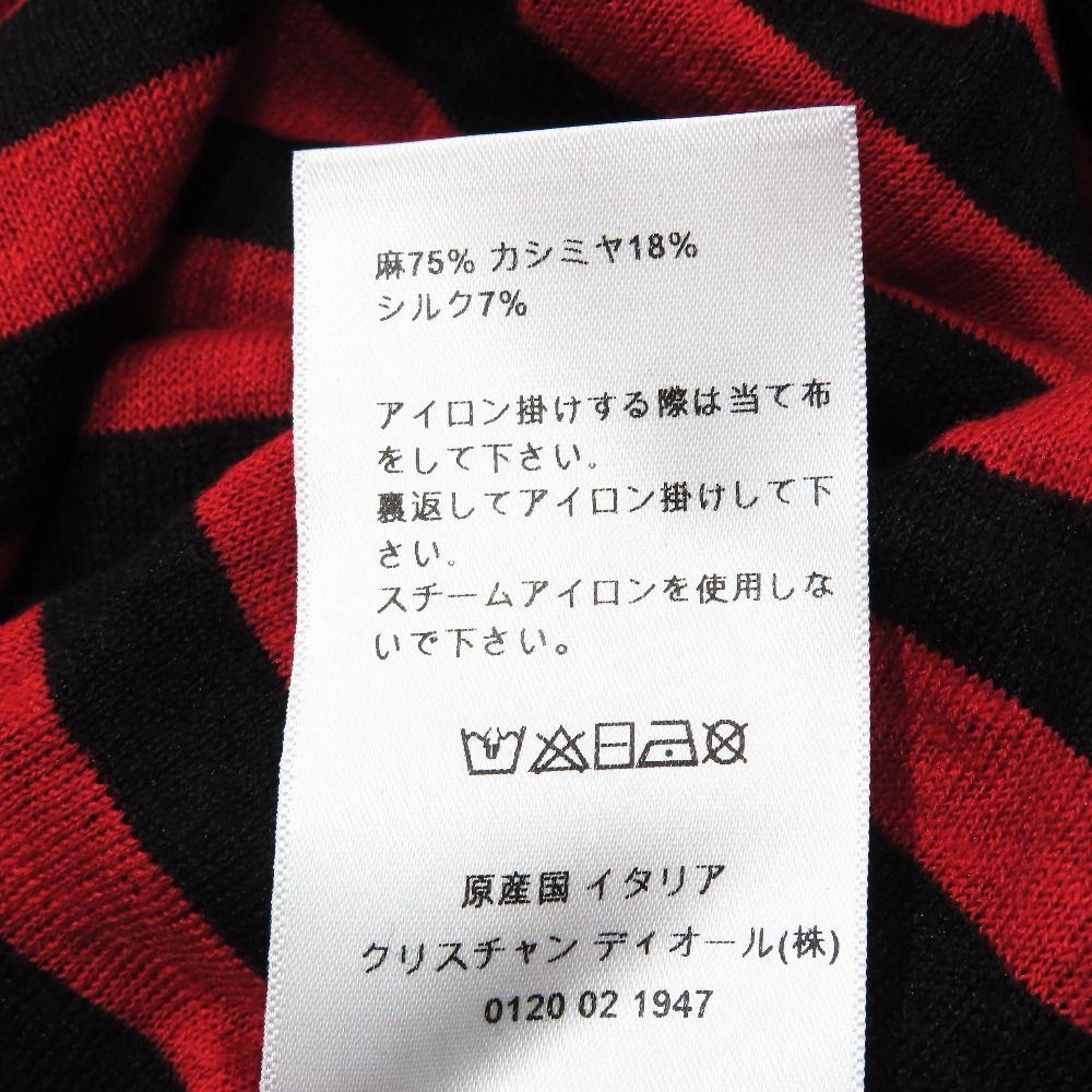 Dior Marinier Logo Border Knit Linen Cashmere Star Red 40 Sweater