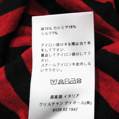 Dior Marinier Logo Border Knit Linen Cashmere Star Red 40 Sweater