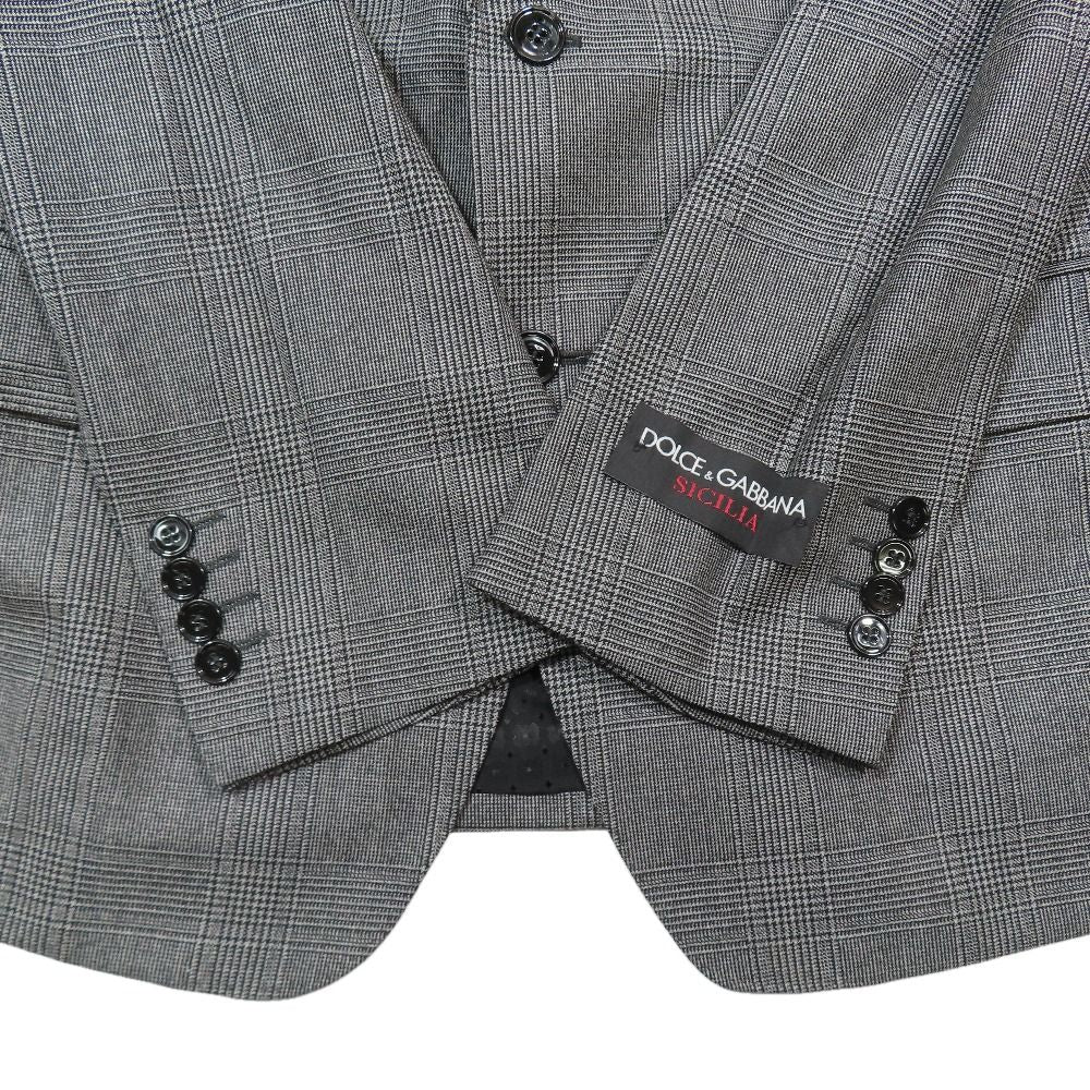 Dolce & Gabbana Glen Check Tailored Jacket Fully Lined Large 54 Gray