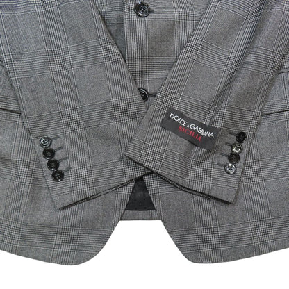 Dolce & Gabbana Glen Check Tailored Jacket Fully Lined Large 54 Gray