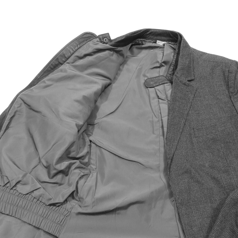 Dolce & Gabbana Layered T-Shirt Jacket Black Leather 46 Charcoal Gray