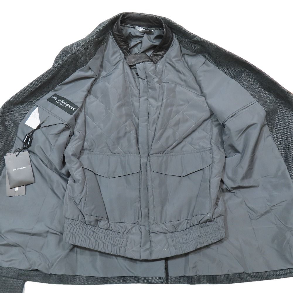 Dolce & Gabbana Layered T-Shirt Jacket Black Leather 46 Charcoal Gray