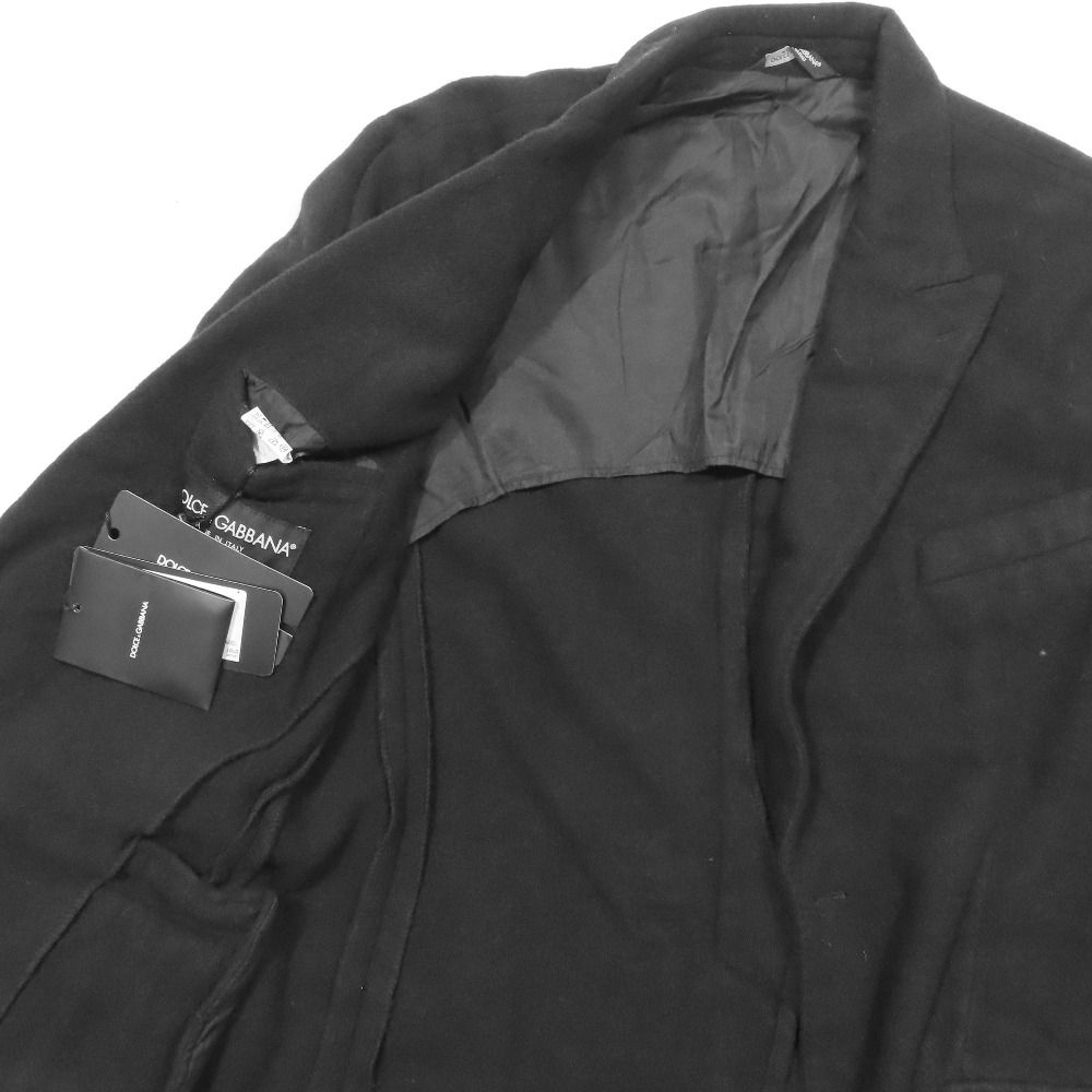 Dolce & Gabbana Felt Toe Tail Jacket Black Leather Unlined 48