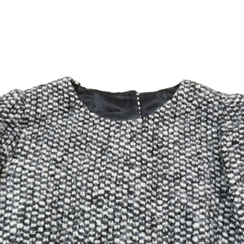 Dolce & Gabbana Tweed Dress Long Sleeve Short Length Pleated Skirt 38 White