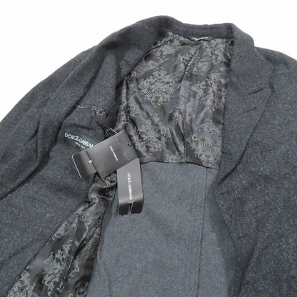 Dolce & Gabbana Wool Tailored Jacket Black Leather Unlined 48 Charcoal Gray