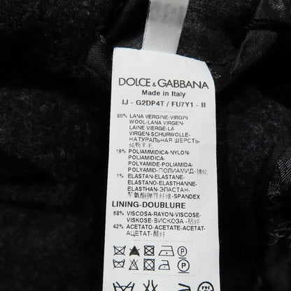 Dolce & Gabbana Wool Tailored Jacket Black Leather Unlined 48 Charcoal Gray