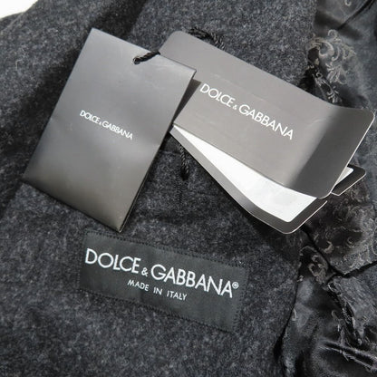 Dolce & Gabbana Wool Tailored Jacket Black Leather Unlined 48 Charcoal Gray