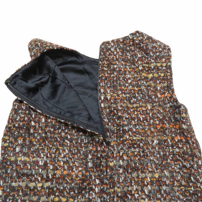 Dolce & Gabbana Tweed Sleeveless Dress Short Length Pleated Skirt 38 Brown