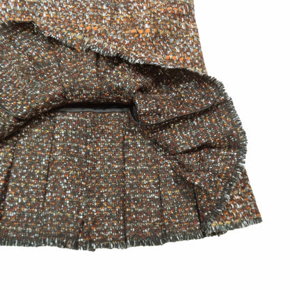 Dolce & Gabbana Tweed Sleeveless Dress Short Length Pleated Skirt 38 Brown