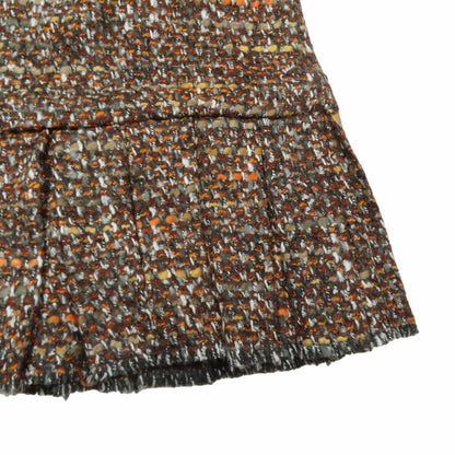 Dolce & Gabbana Tweed Sleeveless Dress Short Length Pleated Skirt 38 Brown