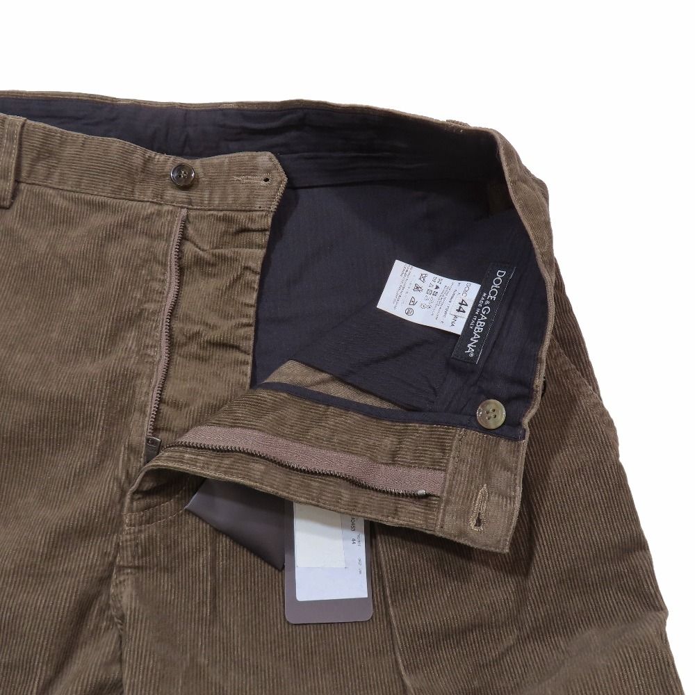 Dolce & Gabbana Corduroy Pants Chino Tuck Trousers 44 Dark Brown