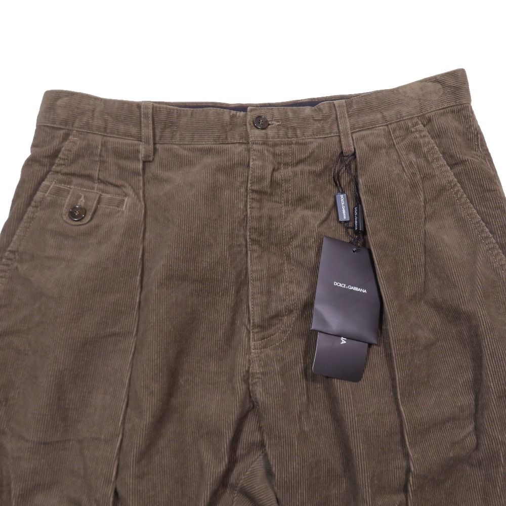 Dolce & Gabbana Corduroy Pants Chino Tuck Trousers 44 Dark Brown