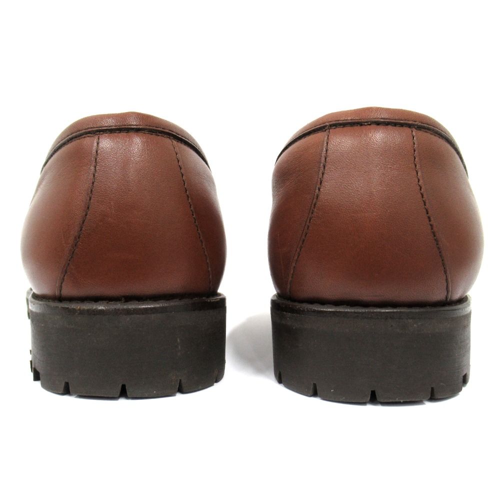 Gucci Horsebit Leather Loafers Shoes Gold 36.5 Brown