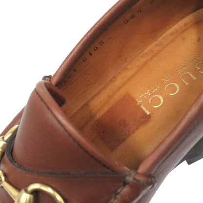 Gucci Horsebit Leather Loafers Shoes Gold 36.5 Brown