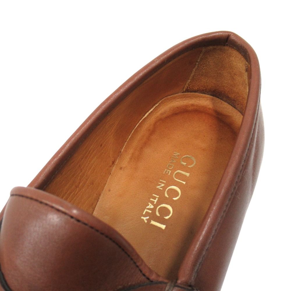 Gucci Horsebit Leather Loafers Shoes Gold 36.5 Brown