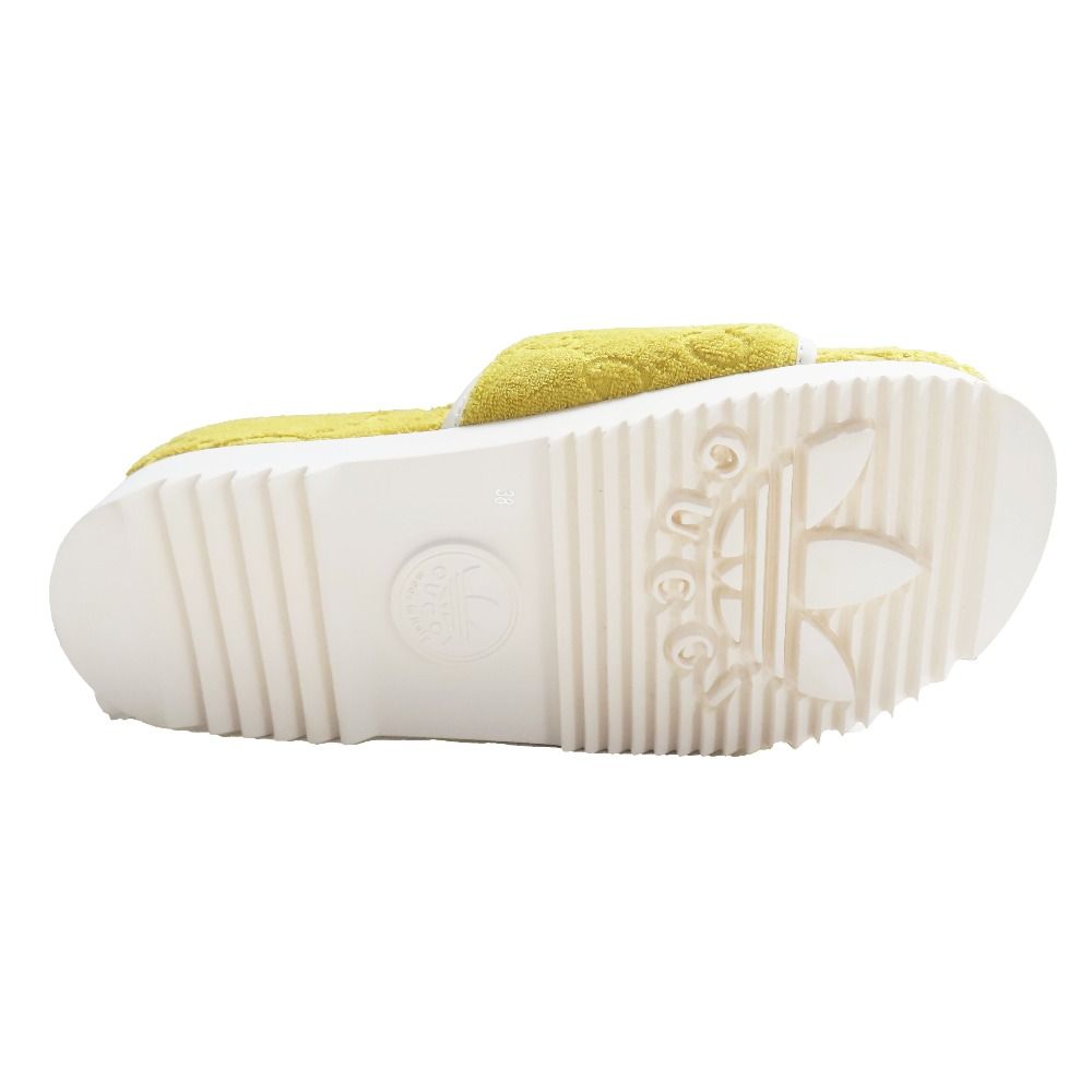 Gucci Adidas GG All Over Pattern Trefoil Logo Platform Sandals Shoes Yellow