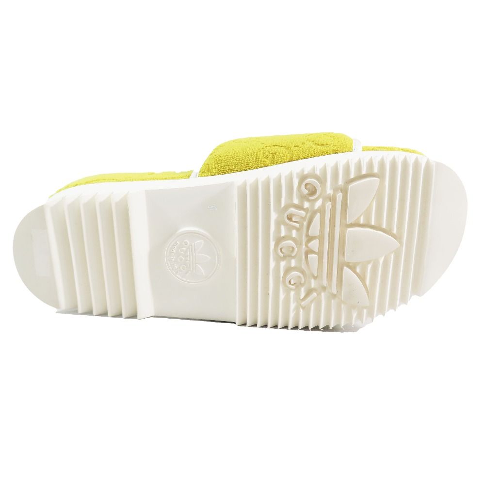 Gucci Adidas GG All Over Pattern Trefoil Logo Platform Sandals Shoes Yellow