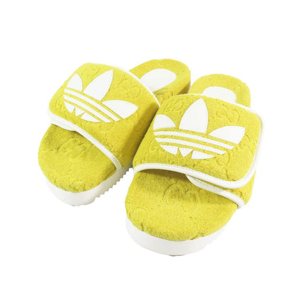 Gucci Adidas GG All Over Pattern Trefoil Logo Platform Sandals Shoes Yellow