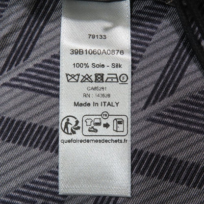 Dior CD Diamond Logo All Over Pattern Shawl Silk 100% Gray Navy Scarf