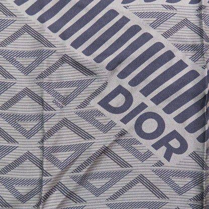 Dior CD Diamond Logo All Over Pattern Shawl Silk 100% Gray Navy Scarf