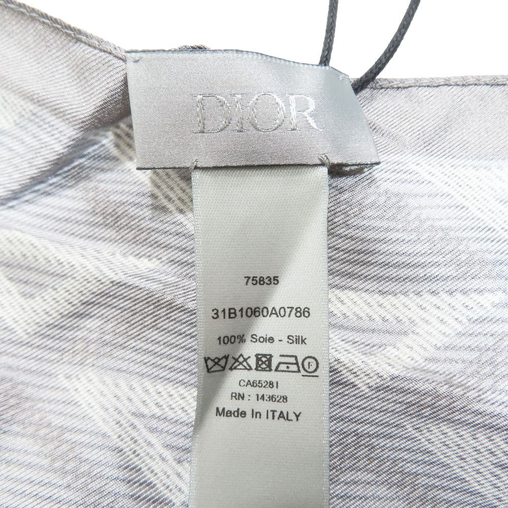 Dior CD Diamond Logo All Pattern Shawl Silk 100% Gray Scarf