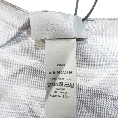 Dior CD Diamond Logo All Pattern Shawl Silk 100% Gray Scarf