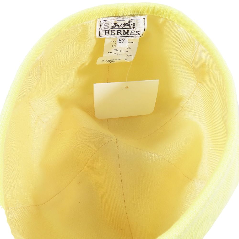 Hermes Gabrielle Beret Linen Hat Cap Yellow 57 cm Handbag