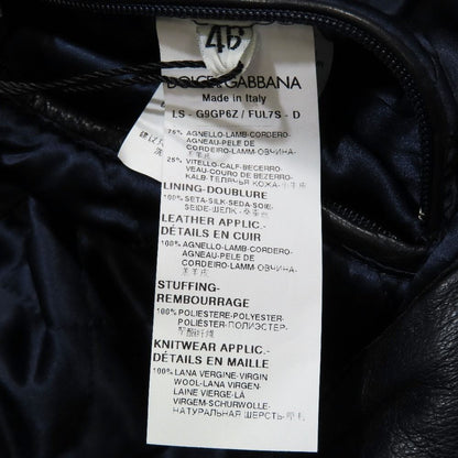 Dolce & Gabbana Lambskin Leather Jacket Hoodie Rose 46 Black