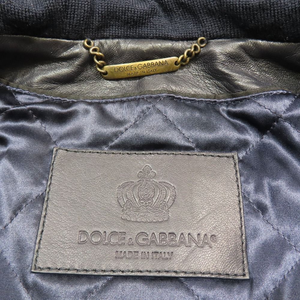 Dolce & Gabbana Lambskin Leather Jacket Hoodie Rose 46 Black