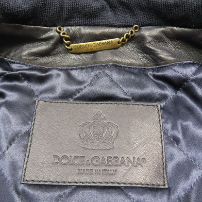 Dolce & Gabbana Lambskin Leather Jacket Hoodie Rose 46 Black