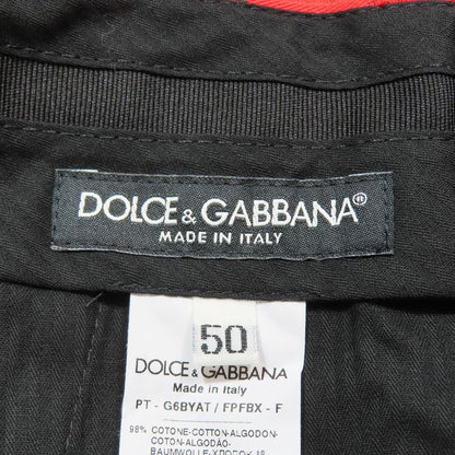 Dolce & Gabbana Lace Allover Check Trousers Cropped Pants Cotton 50 Red