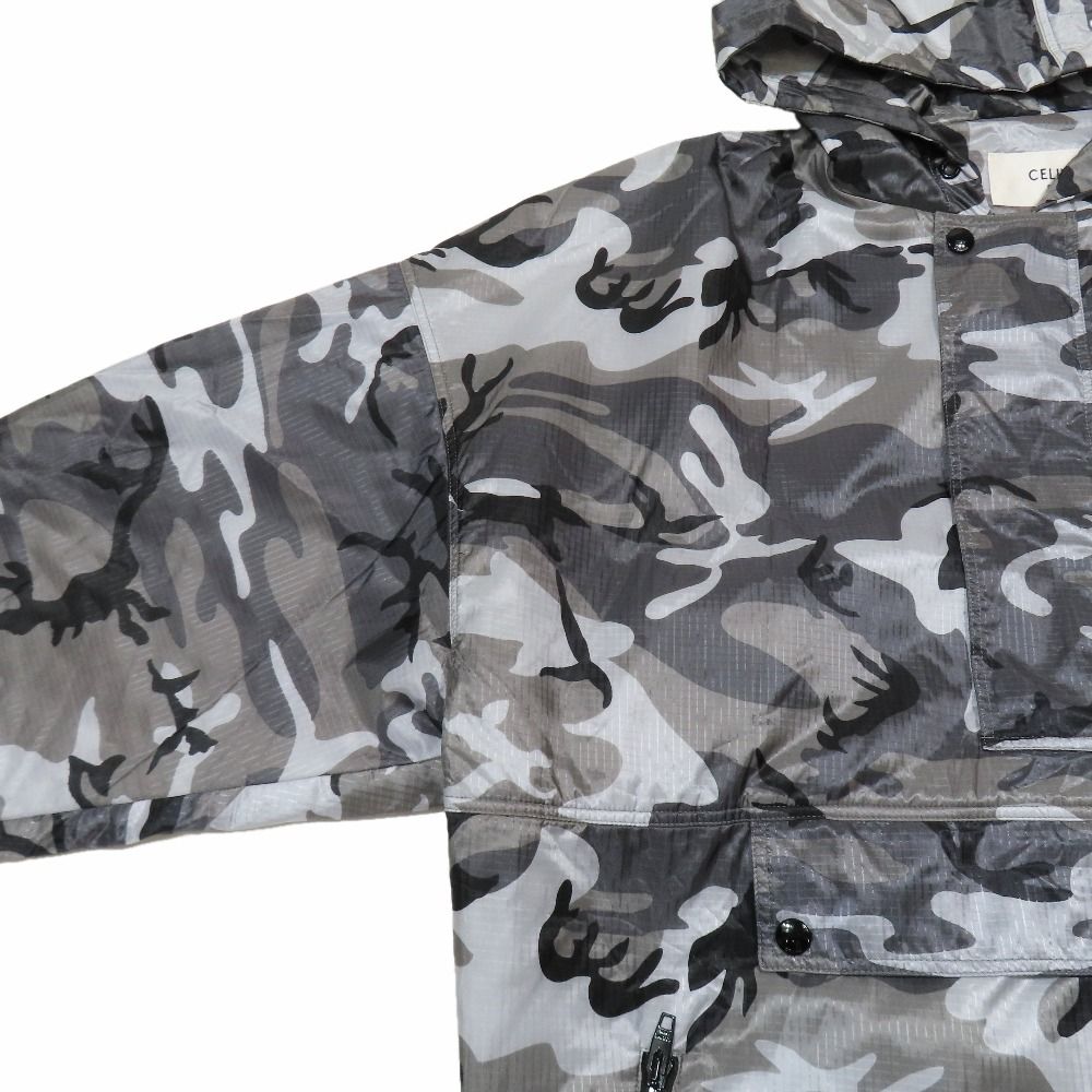 Celine Eddie Era Camouflage Pullover Nylon Jacket Windbreaker 44 Gray