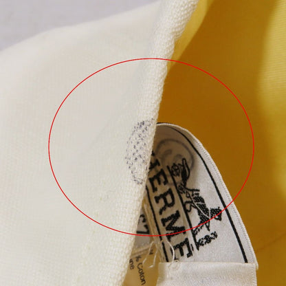 Hermes Beret Cap Hat One Point Sun Motif Hemp Cotton 57 White