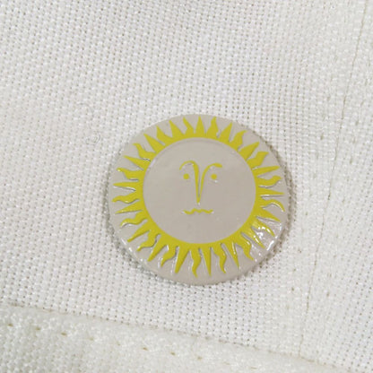 Hermes Beret Cap Hat One Point Sun Motif Hemp Cotton 57 White