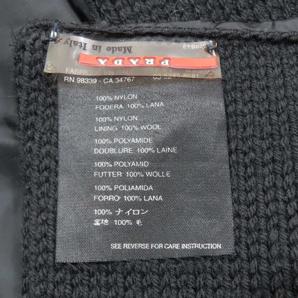 Prada Sport Reversible Nylon Knit Scarf Shawl Archive Vintage Black Sweater